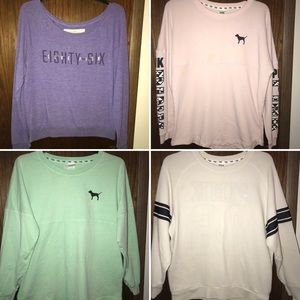 4 Victoria’s Secret PINK Sweatshirt Lot Size Large